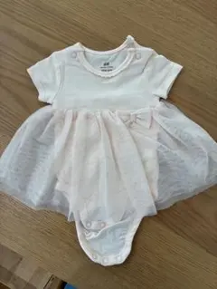 H&M リボン付きロンパース ホワイト・ピンク