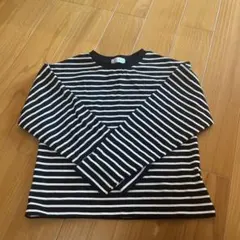 長袖カットソー 黒と白のストライプ 130㌢