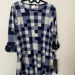 お袖リボン　ブルーチェックチュニック