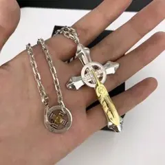 goro's シルバーゴールド十字架ネックレス