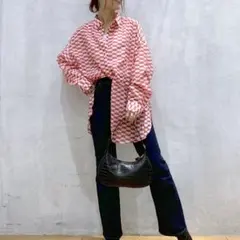 レディース 長袖シャツ 『シアールーズシャツ』 コーラル×オフ #9