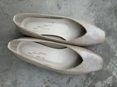 LE TALON 23cm スクエアVカットフラット シルバー パンプス