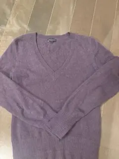 theory パープル Vネックセーター カシミヤ100%