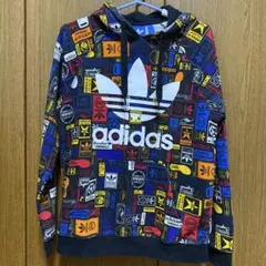 adidas オリジナル　パーカー　スウェット　総柄