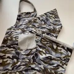 迷彩柄キッズエプロン3点セット　　120