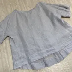 美品　無印良品 シルバーグレー 半袖シャツ XS-S 麻　リネン
