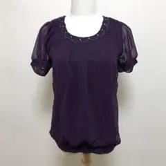 C.D.S BASIC 半袖 パープル ビジュー付き Mサイズのサムネイル