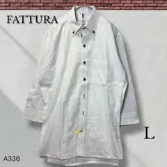 【ファットゥーラ】 ストライプシャツ 長袖 ビジネス カジュアル L