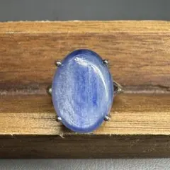 大玉❗️高品質❗️カイヤナイト　濃い色　天然石リング　パワーストーン　フリーサイズ