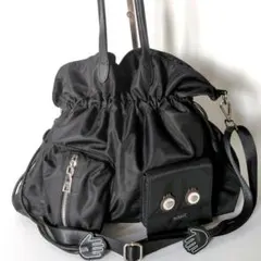 【美品】nouer//ファニーアイズ/ドローストリング2wayショルダーバッグのサムネイル