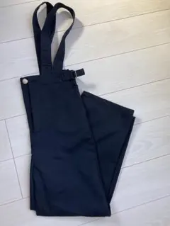 ネイビー サロペット ワイドレッグ ベルト付き