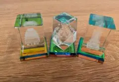 スヌーピー 3Dクリスタルアート 5個セット 1950～1990 緑 黄色 青