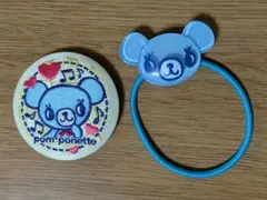 ミントくん 刺繍缶バッジ ゴム 2点セット