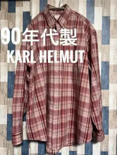 カールヘルム 90s Karl Helmut チェックシャツ 長袖シャツ 赤 Mのサムネイル