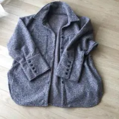 グレー系ボタン付きツイードモールシャツジャケット　新品未使用