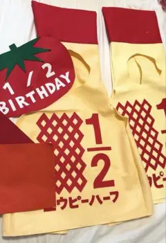 1/2バースデー￤キュウピーハーフ￤2枚￤トマト￤名前用シールフェルト付￤双子のサムネイル