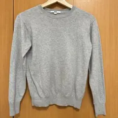 UNIQLO コットンカシミヤクルーネックセーター 長袖 グレー Sサイズ 春服