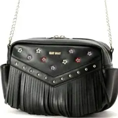 【美品】MARY QUANT　マリクワ　ショルダーバッグ　フリンジ　チェーン　黒