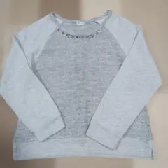 ビジュー付き ラグランスリーブ グレー セーター スウェット Mサイズ