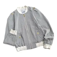 【美品】ブルーレーベルクレストブリッジ　ジップブルゾン　金ボタン　ストライプ　M