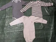 プチバトー ベビー 肌着 長袖ボディ 3枚セット 18M（約80cm）