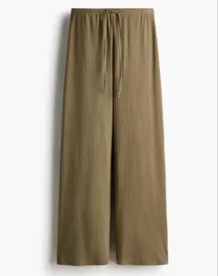 Ｈ&M ドローストリングリブパンツ カーキ グリーン XS