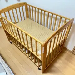 キンタロー ベビーベッド アンファンエコ ブラウン ハイタイプ 木製