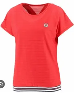 FILA ストライプ 半袖ウェア 赤 Mサイズ