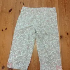 エニィファム　花柄リボン付き五分丈レッグウェア 130cm（ピンク系）