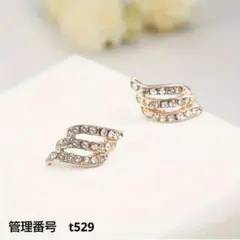 ピアス　天使の羽根デザイン　クリスタル装飾 　スタイリッシュ　ローズゴールド
