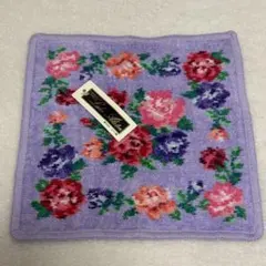【タグ付き未使用品】Lake Alster タオルハンカチ 紫 花柄 ドイツ製のサムネイル