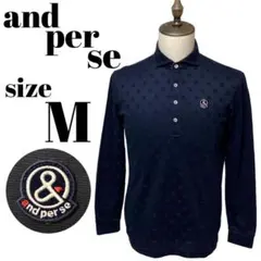 【GOLFウェア】and per se ポロシャツ 長袖 ホログラム ロゴ刺繍