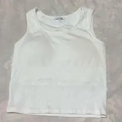 ホワイト タンクトップ ブラパッド付き