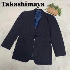 【Takashimaya】 高島屋 ストライプ柄 テーラードジャケット ネイビー