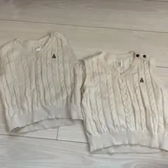 baby GAP アイボリー ケーブル編み ベスト 2点セット