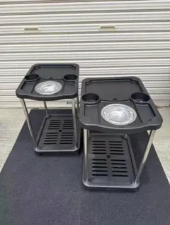 新品 麻雀サイドテーブル2台 ドリンクホルダー＆灰皿付き 軽量