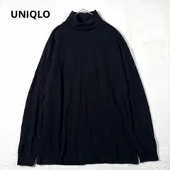유니클로 소프트 터치 터틀넥 티셔츠 긴팔 컷소우 블랙 L