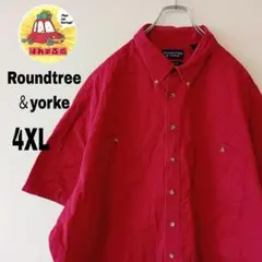 USA古着 Roundtree＆yorke 半袖ボタンシャツ　4XL レッド