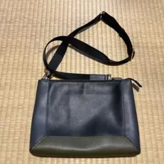 豊岡鞄 ショルダーバッグ レザーフラップポシェット ネイビー系