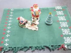 【未使用】 4点セット クリスマス 置物 サンタクロース トナカイ ラメ ツリー