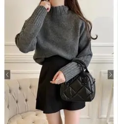 GRL ハイネックショート丈ニットトップス[mb1240] ブラウン