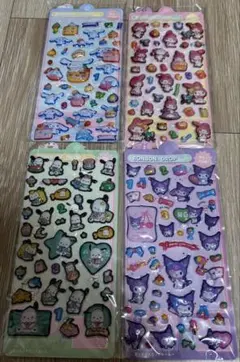 クロミ　マイメロ　シナモン　ポチャッコ　ボンボンドロップシール4枚