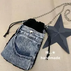 [577]デニム × シープボア ＊ mini巾着ショルダー