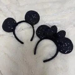 ミッキー スパンコールカチューシャ（ブラック）