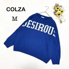 【コルザ COLZA】長袖 ニット セーター ブルー系 大きめ 体型カバー M