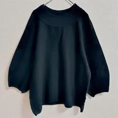 s0602【OFUON オフオン】五分袖ニットセーター ショート丈 無地