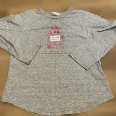 長袖カットソー グレー 花柄 リボン付き　Noeil aime BeBe