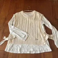 mezzo piano junior ケーブル編みニットベスト L TシャツL