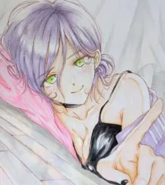 チェンソーマン レゼ 手描きイラスト ファンアート 色紙 アナログのサムネイル