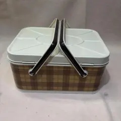 ダルトン　チェック柄　ブリキ　バスケット